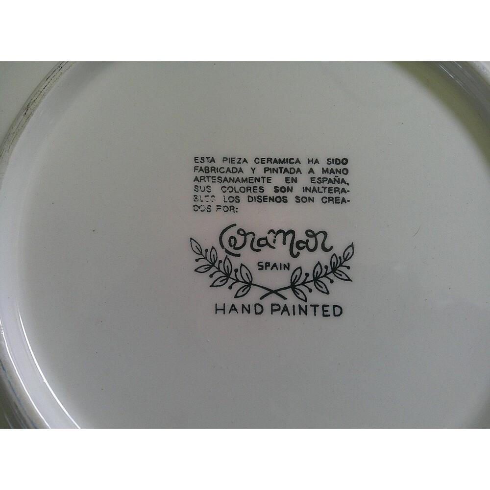 Lovely Ceramar Spain 9" Hand Painted Wall Plate Cobalt with Fruit Baskets - Picture 3 of 4